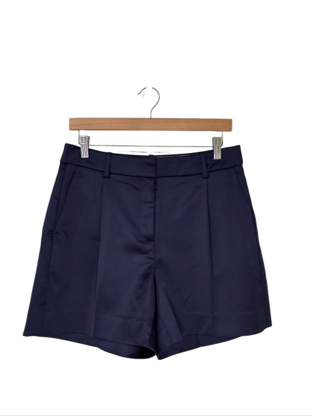 J. Crew Pleated Suit Short Tailored Satin Navy Women's 6 Office